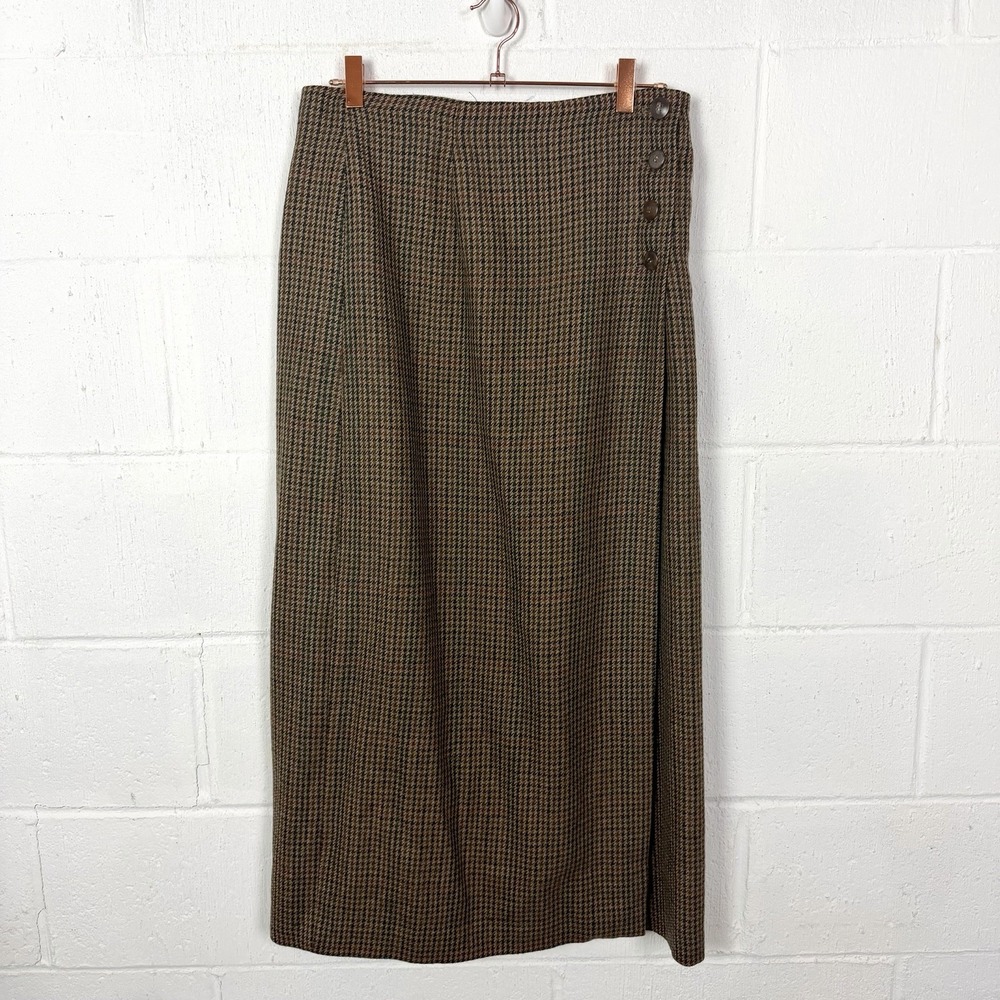 VTG Breeches Maxi Skirt Button Wrap Alpaca Wool Blend Dark Academia Twee SZ 12